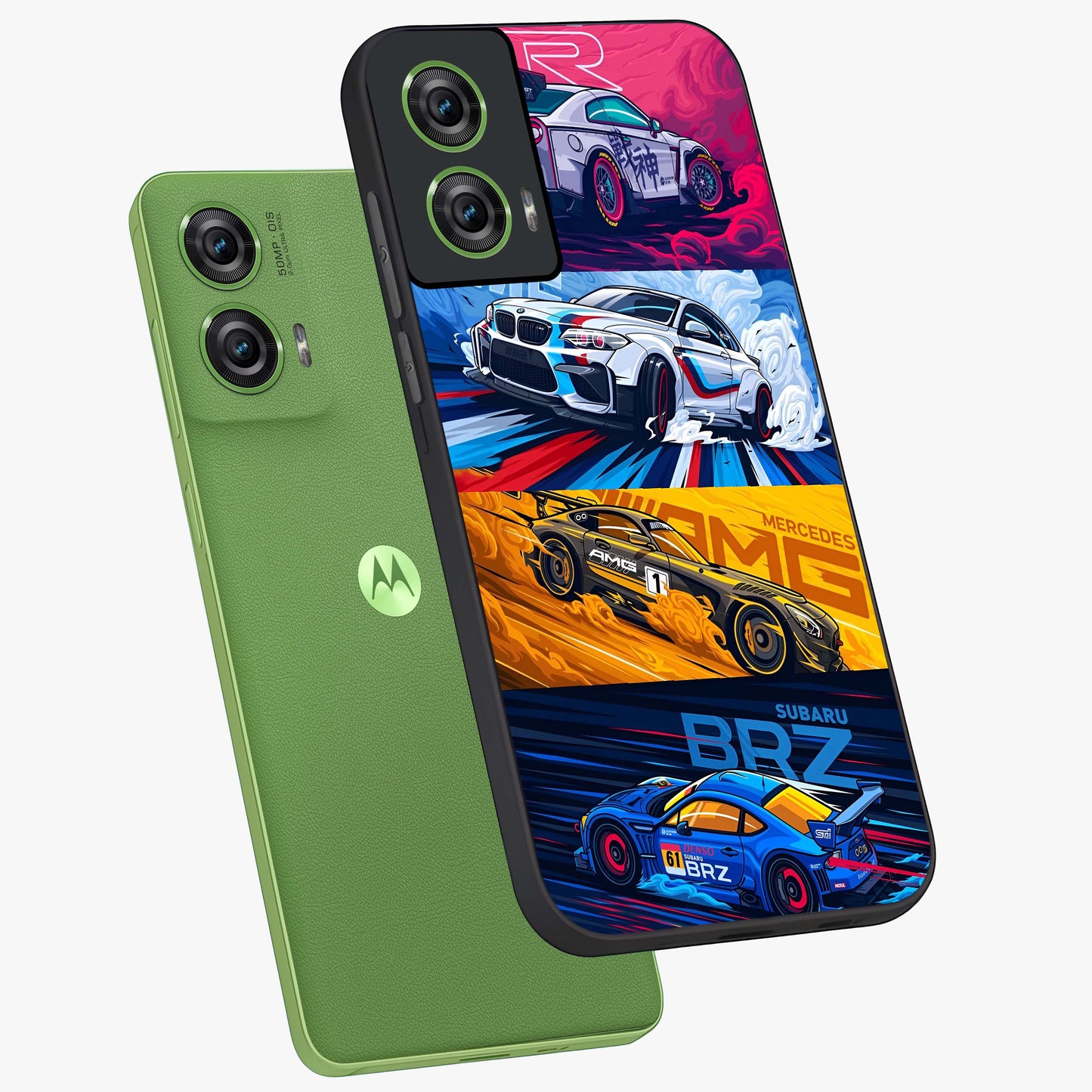 JDM Sports Car Glass Case displayed in angled mockup highlighting sleek Japanese racing car design with automotive aesthetic.