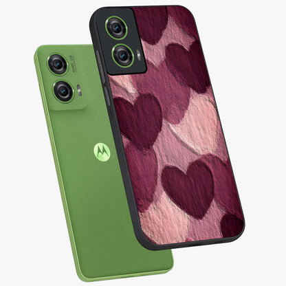 Layered Paper Hearts Glass Case displayed in angled mockup highlighting creative paper craft heart design with romantic aesthetic.