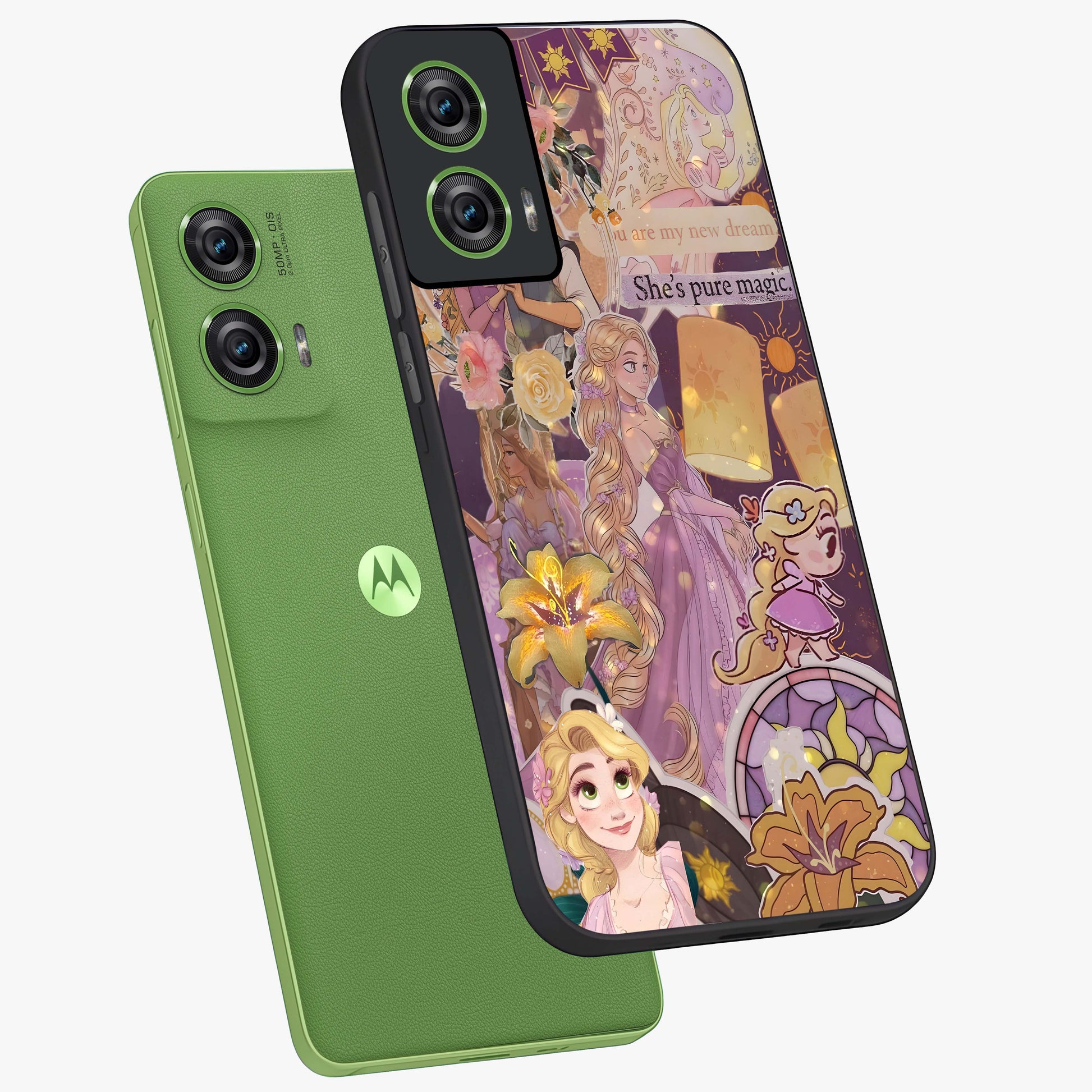 Magical Tangled Dream Glass Case displayed in angled mockup highlighting whimsical fantasy design with magical aesthetic.