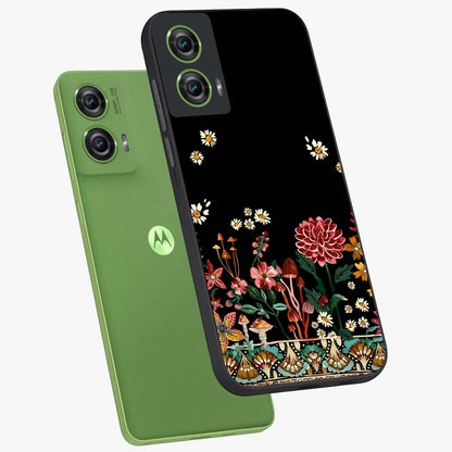 Midnight Bloom Pattern Glass Case displayed in angled mockup highlighting elegant flower design with midnight aesthetic style.