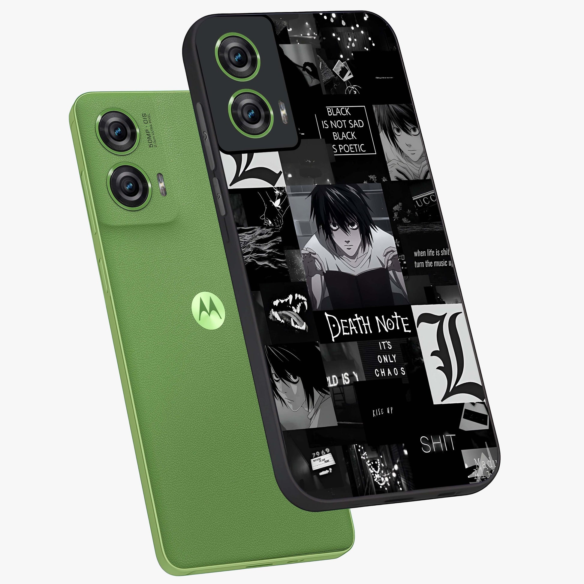 Midnight Chaos Mind Glass Case displayed in angled mockup highlighting chaotic artistic design with dramatic midnight aesthetic.
