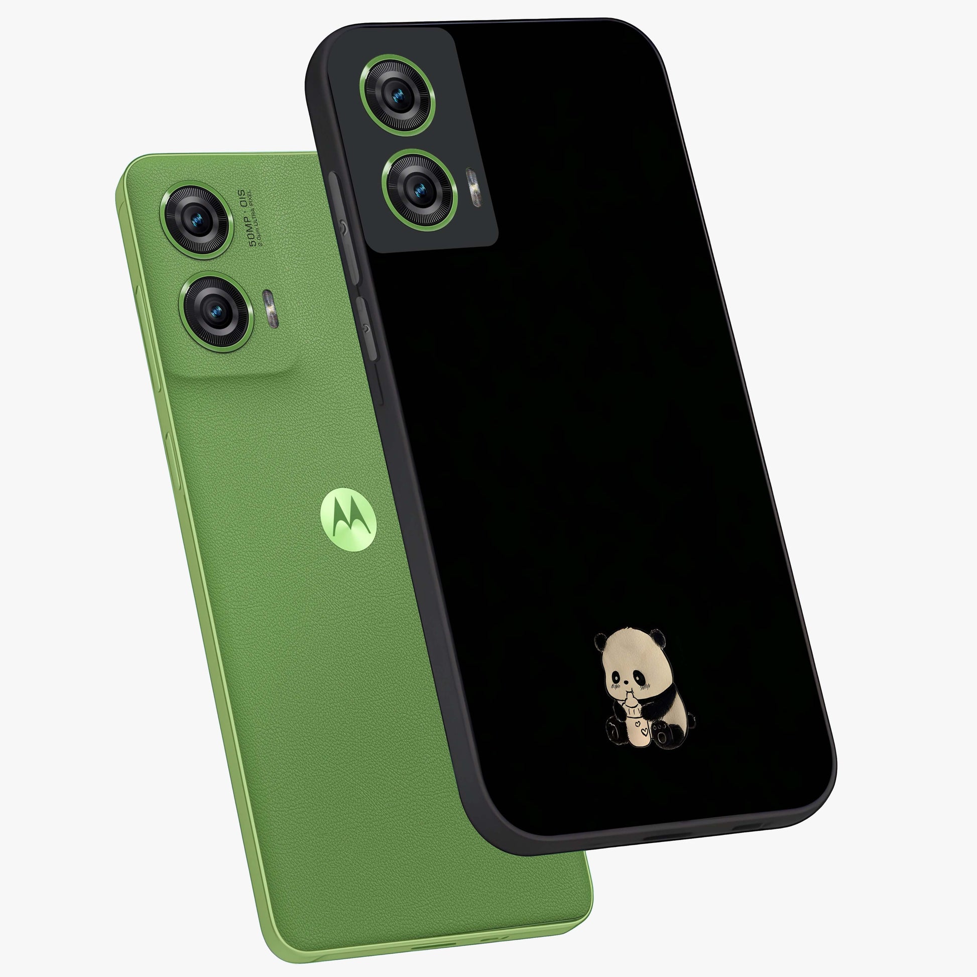 Midnight Panda Love Glass Case displayed in angled mockup highlighting adorable panda illustration with midnight aesthetic.