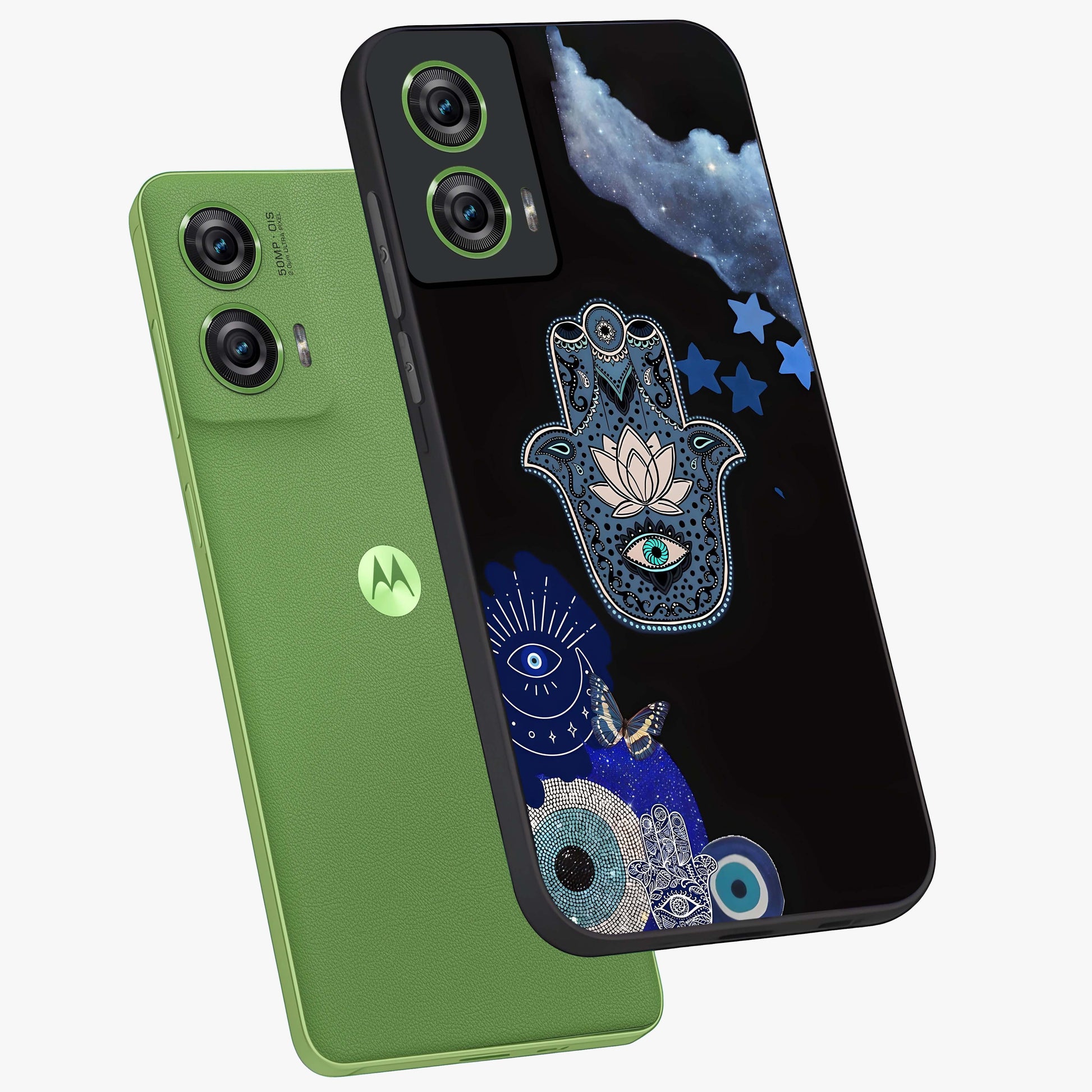 Mystic Hand Aura Glass Case displayed in angled mockup highlighting magical aura design with spiritual aesthetic style.