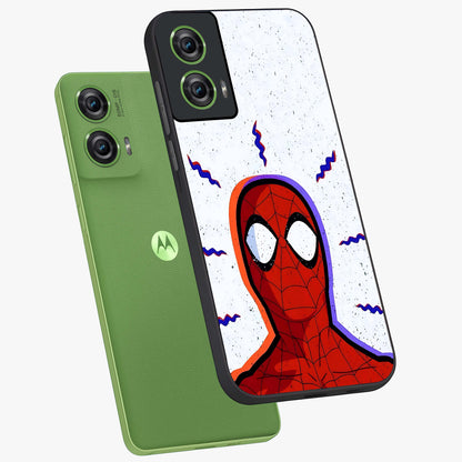 Omg Spiderman Glass Case displayed in angled mockup highlighting dynamic hero illustration with action comic aesthetic.