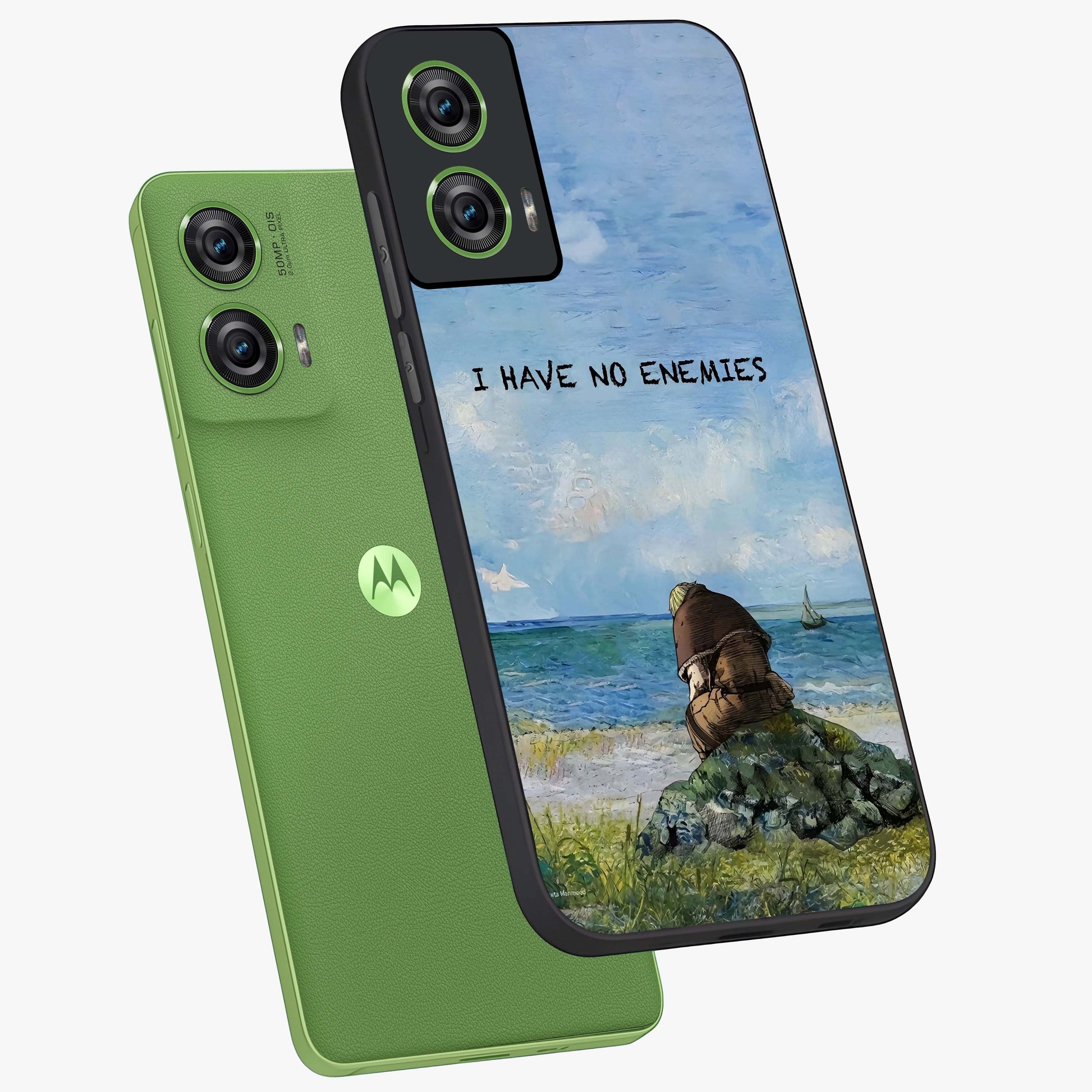 Peace Beyond War Glass Case displayed in angled mockup highlighting meaningful message design with artistic aesthetic style.
