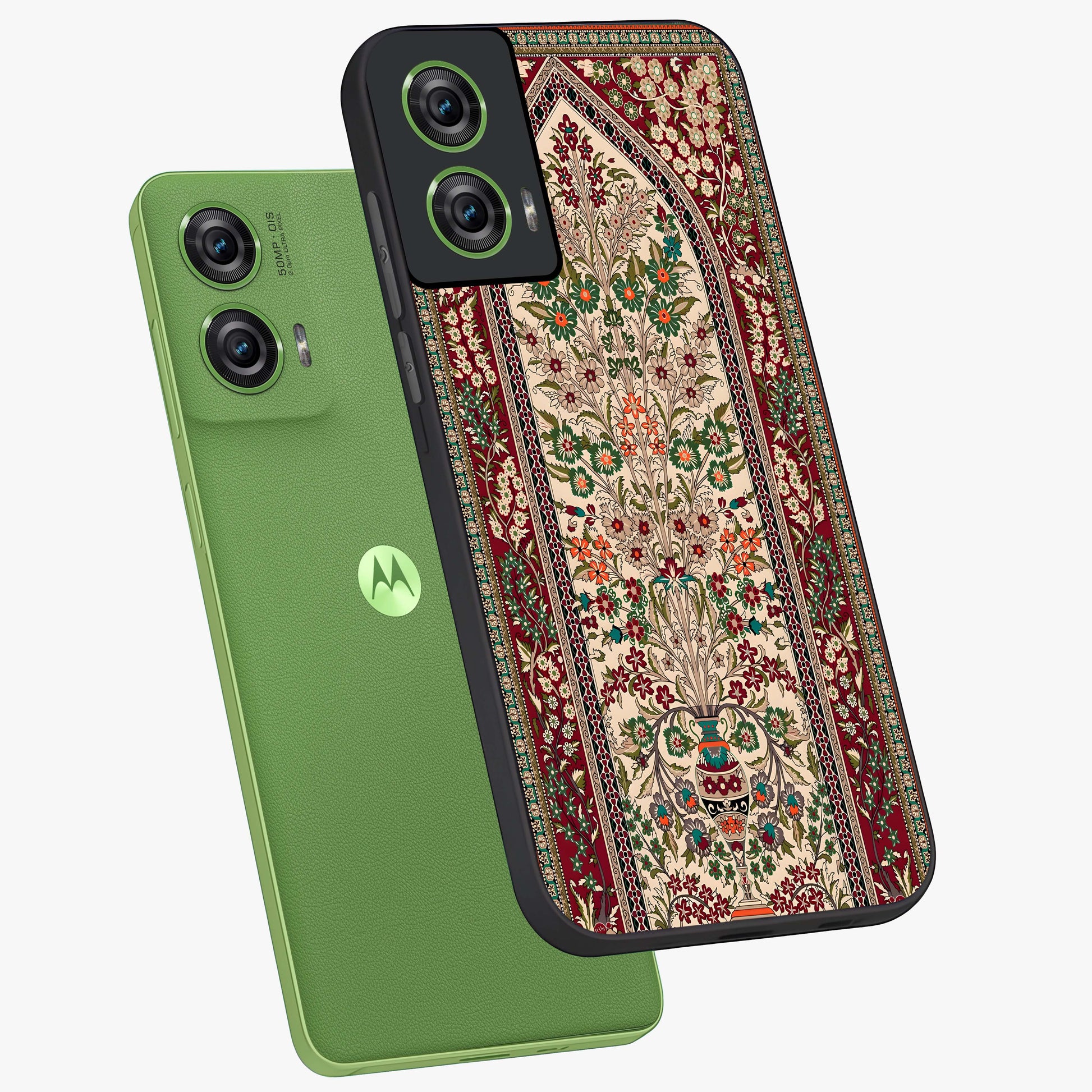 Persian Inspired Glass Case displayed in angled mockup highlighting intricate traditional design with elegant cultural aesthetic.