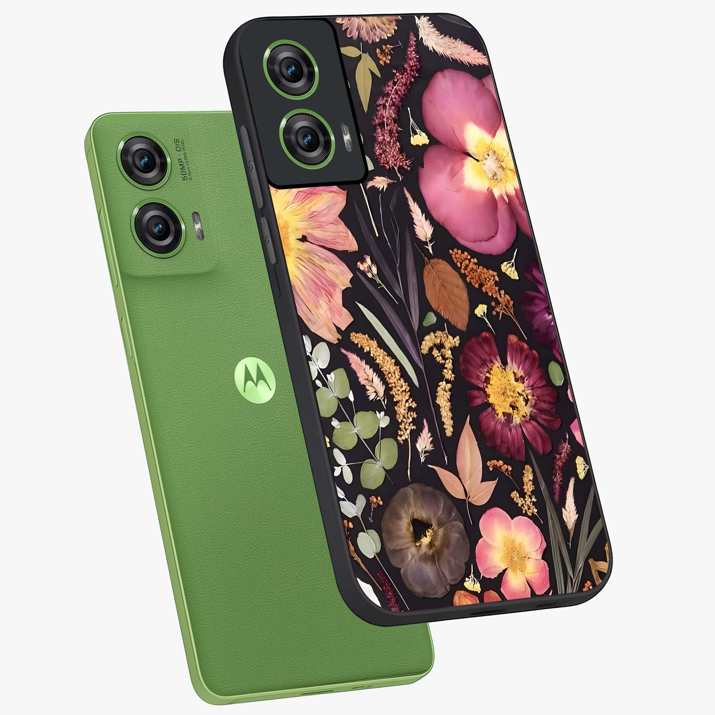 Petal Dream Tapestry Glass Case displayed in angled mockup highlighting decorative petal pattern with elegant botanical aesthetic.