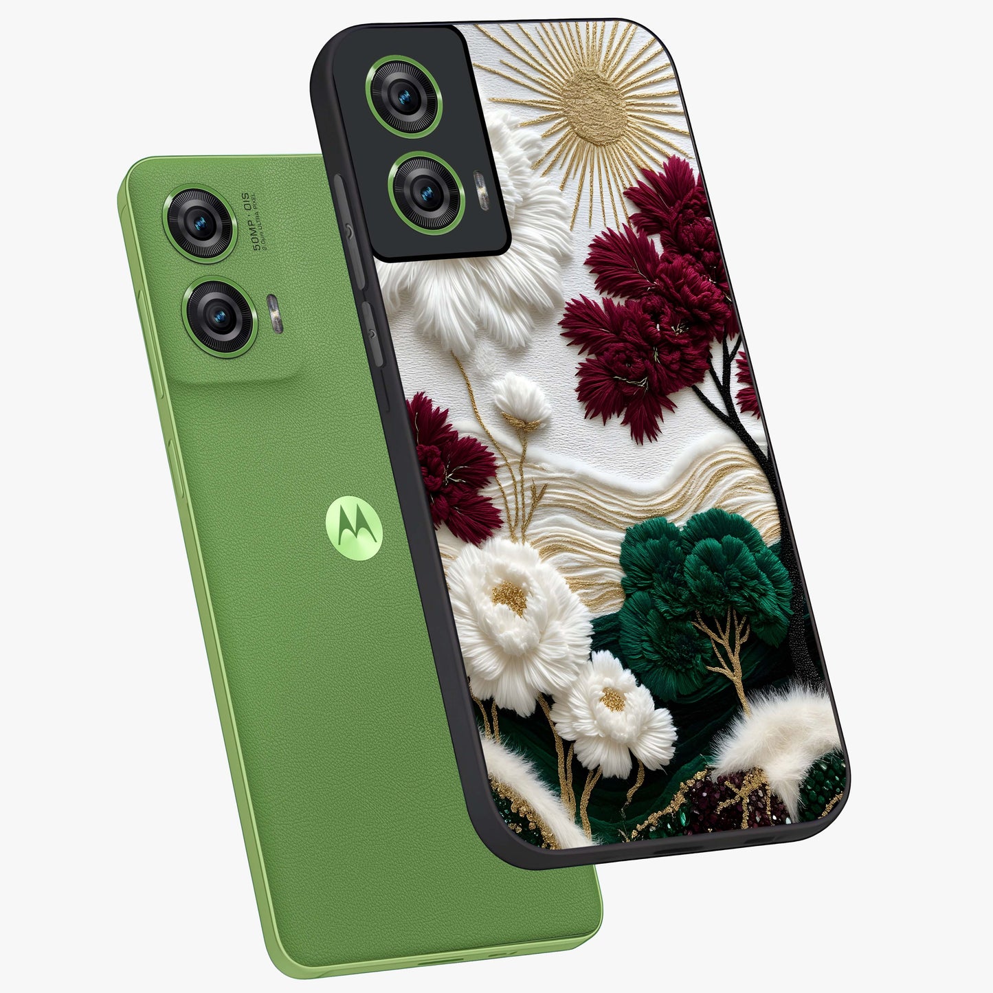 Radiant Bloom Elegance Glass Case displayed in angled mockup highlighting graceful floral design with radiant aesthetic style.
