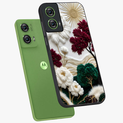 Radiant Bloom Elegance Glass Case displayed in angled mockup highlighting graceful floral design with radiant aesthetic style.