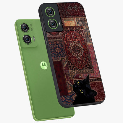 Regal Magic Cat Apple Glass Case displayed in angled mockup highlighting whimsical feline design with fantasy aesthetic.