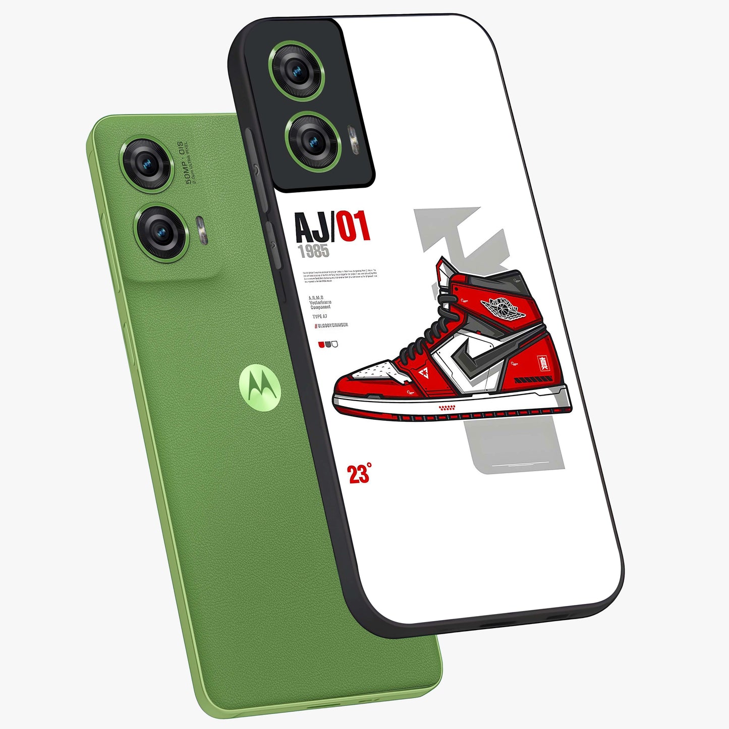 Retro Sneaker Blueprint Glass Case displayed in angled mockup highlighting detailed shoe design with sporty retro aesthetic.