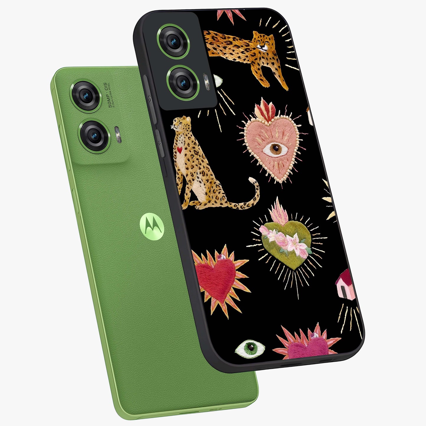 Sacred Jungle Heart Glass Case displayed in angled mockup highlighting lush tropical design with natural aesthetic style.