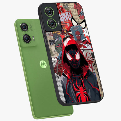 Spider Collage Street Glass Case displayed in angled mockup highlighting dynamic street style collage design with comic aesthetic.