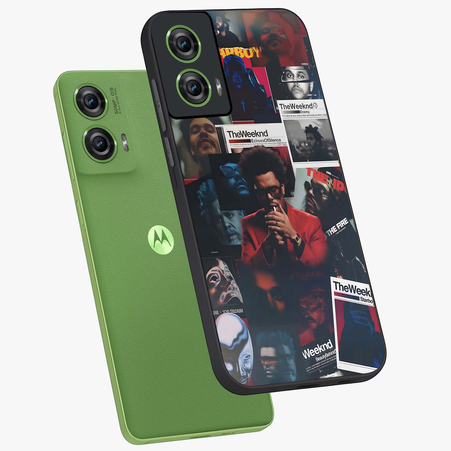 The Weeknd Glass Case displayed in angled mockup highlighting stylish pop culture inspired design with modern aesthetic.
