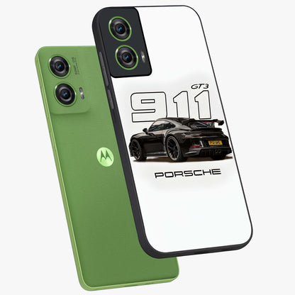 Turbo Legacy Icon Glass Case displayed in angled mockup highlighting dynamic automotive design with performance aesthetic.