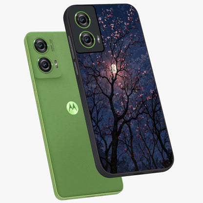 Twilight Sakura Serenade Glass Case displayed in angled mockup highlighting delicate sakura flower design with dreamy aesthetic.