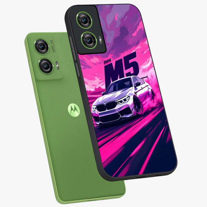 Velocity Drift Pulse Glass Case displayed in angled mockup highlighting dynamic drift design with sporty automotive aesthetic.