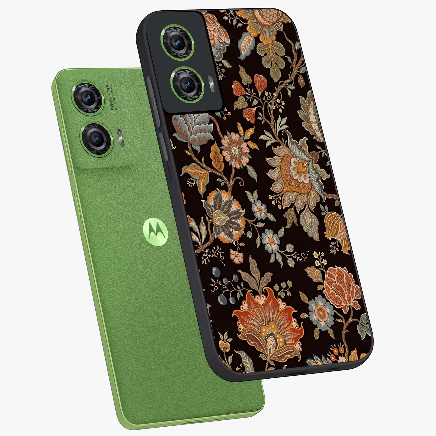Vintage Floral Dream Glass Case displayed in angled mockup highlighting elegant vintage flower design with soft aesthetic style.