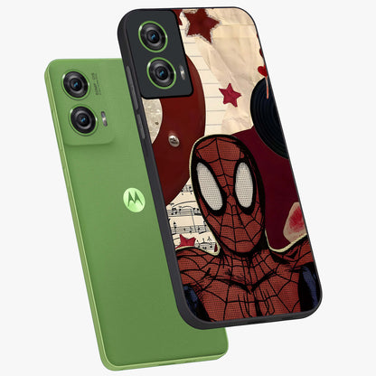 Web Warrior Vibes Glass Case displayed in angled mockup highlighting dynamic web design with comic style aesthetic.