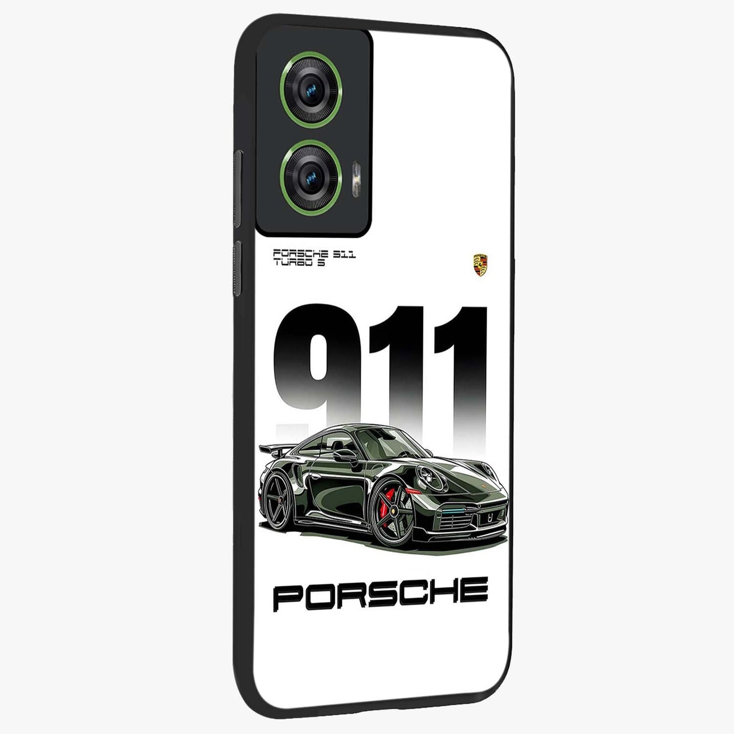 911 Turbo Dominance Glass Case upright perspective showcasing powerful racing design and modern automotive aesthetic.