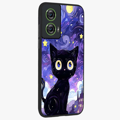 Abstract Cat Art Glass Case upright view showcasing creative feline illustration and aesthetic artistic style.