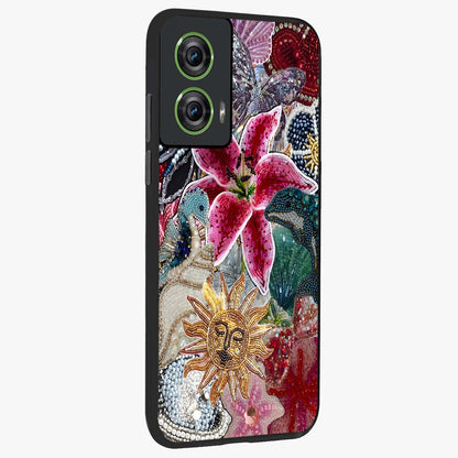 Beaded Garden Fantasy Glass Case upright view showcasing whimsical garden aesthetic with artistic bead details.