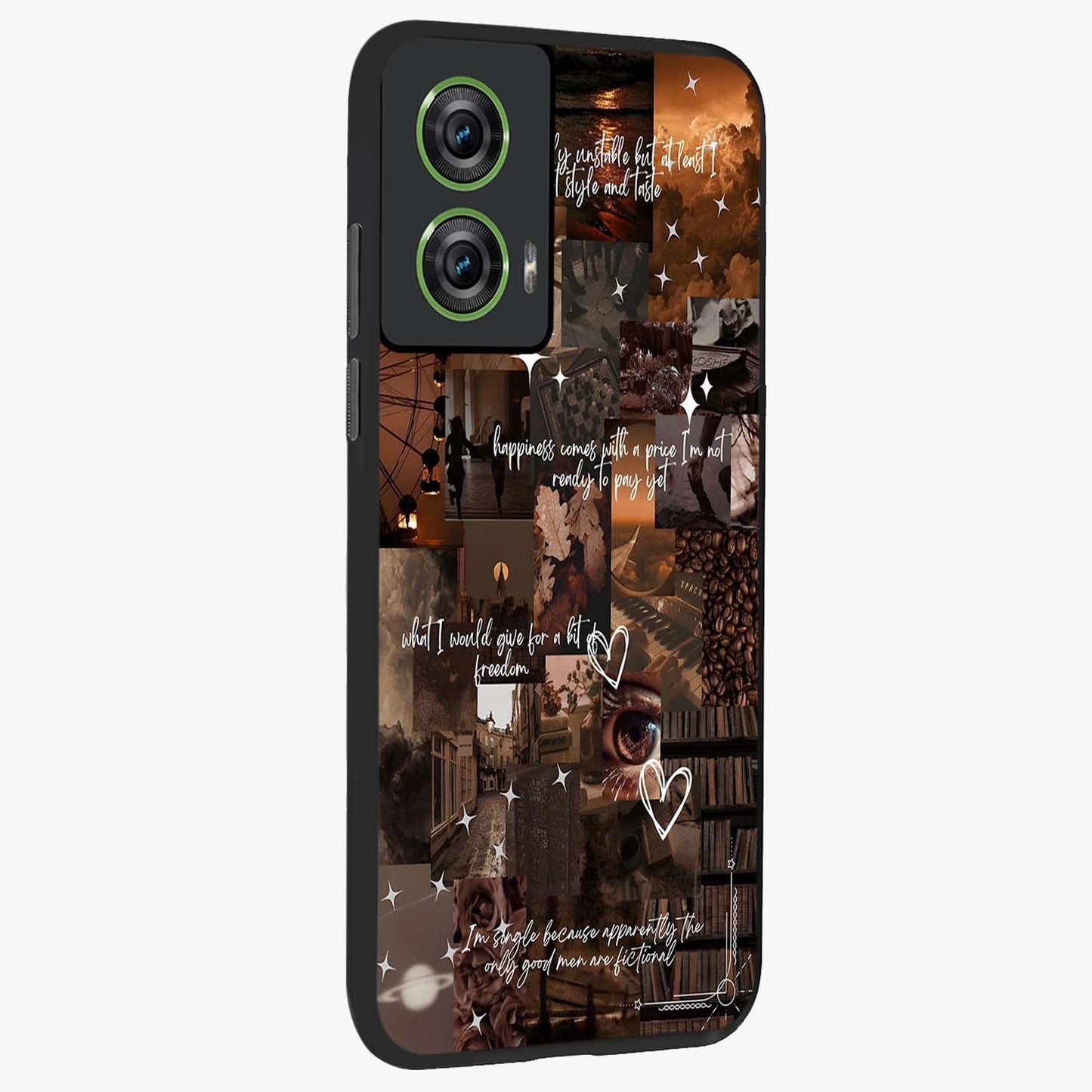 Bittersweet Aesthetic Chaos Glass Case upright view showcasing bold artistic chaos design with modern aesthetic style.
