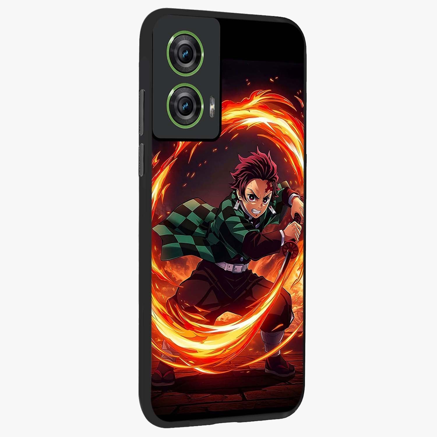 Blazing Sword Resolve Glass Case upright view showcasing dramatic warrior inspired artwork with intense visual style.