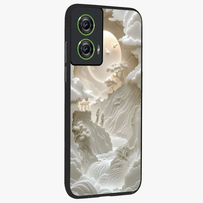 Celestial Origami Glass Case upright view showcasing creative origami artwork with modern celestial style.