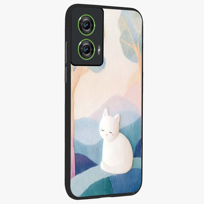 Cotton Dream Cat Glass Case upright view showcasing charming cat artwork with cozy dreamy theme.