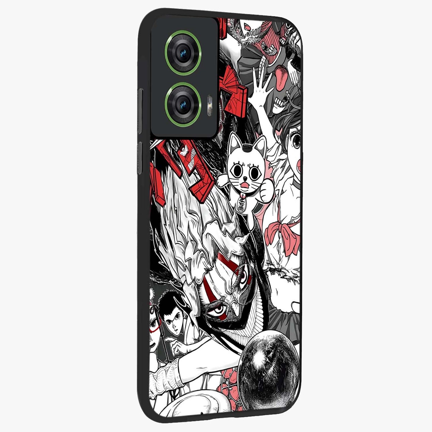 Crimson Chaos Panel Glass Case upright view showcasing intense crimson artwork with dramatic aesthetic style.