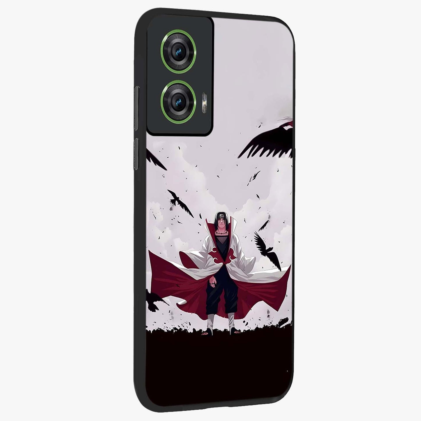Crimson Crow Ascension Glass Case upright view showcasing dramatic crow artwork with bold gothic theme.