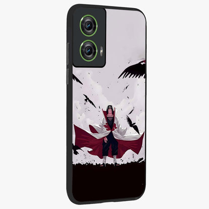 Crimson Crow Ascension Glass Case upright view showcasing dramatic crow artwork with bold gothic theme.