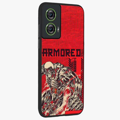 Crimson Mecha Titan Glass Case upright view showcasing dynamic robotic titan design with sci-fi inspired theme.