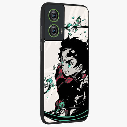 Demon Slayer Glass Case upright view showcasing powerful anime artwork with intense warrior theme.