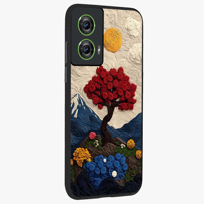 Eternal Nature Tapestry Glass Case upright view showcasing elegant nature tapestry design with decorative style.