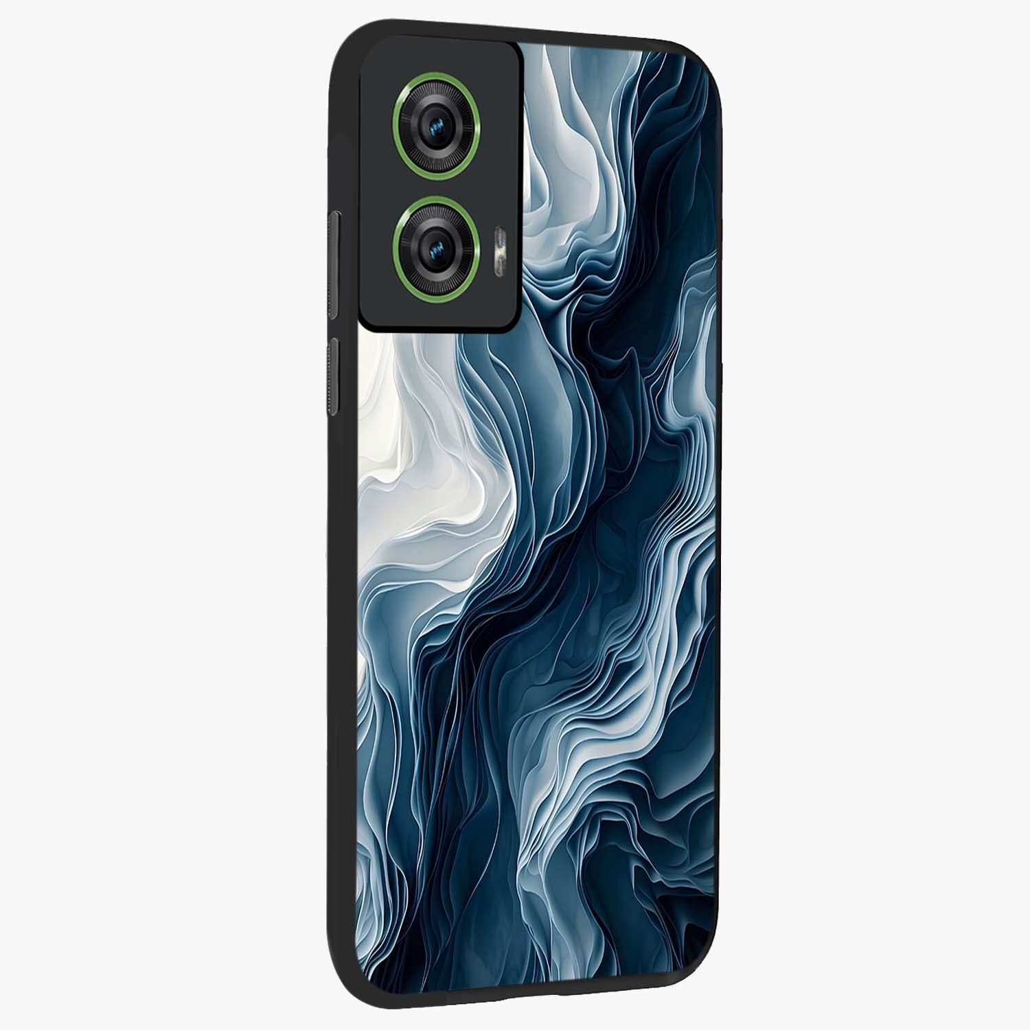 Ethereal Paper Marble Glass Case upright view showcasing smooth marble artwork with refined minimalist theme.