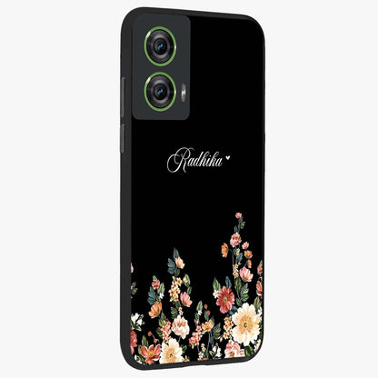 Floral Design With a Custom Personalized Name Glass Case upright view showcasing delicate floral artwork with personalized aesthetic style.