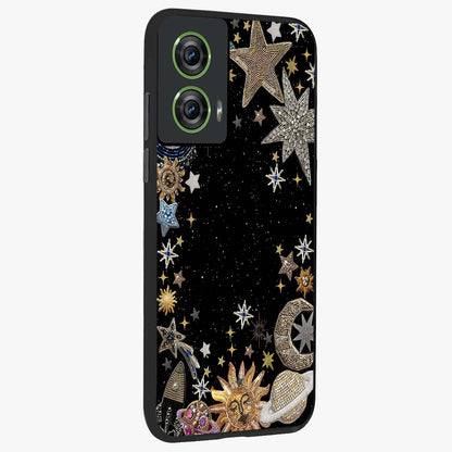 Galactic Jewel Stars Glass Case upright view showcasing glittering star jewel artwork with vibrant galaxy theme.