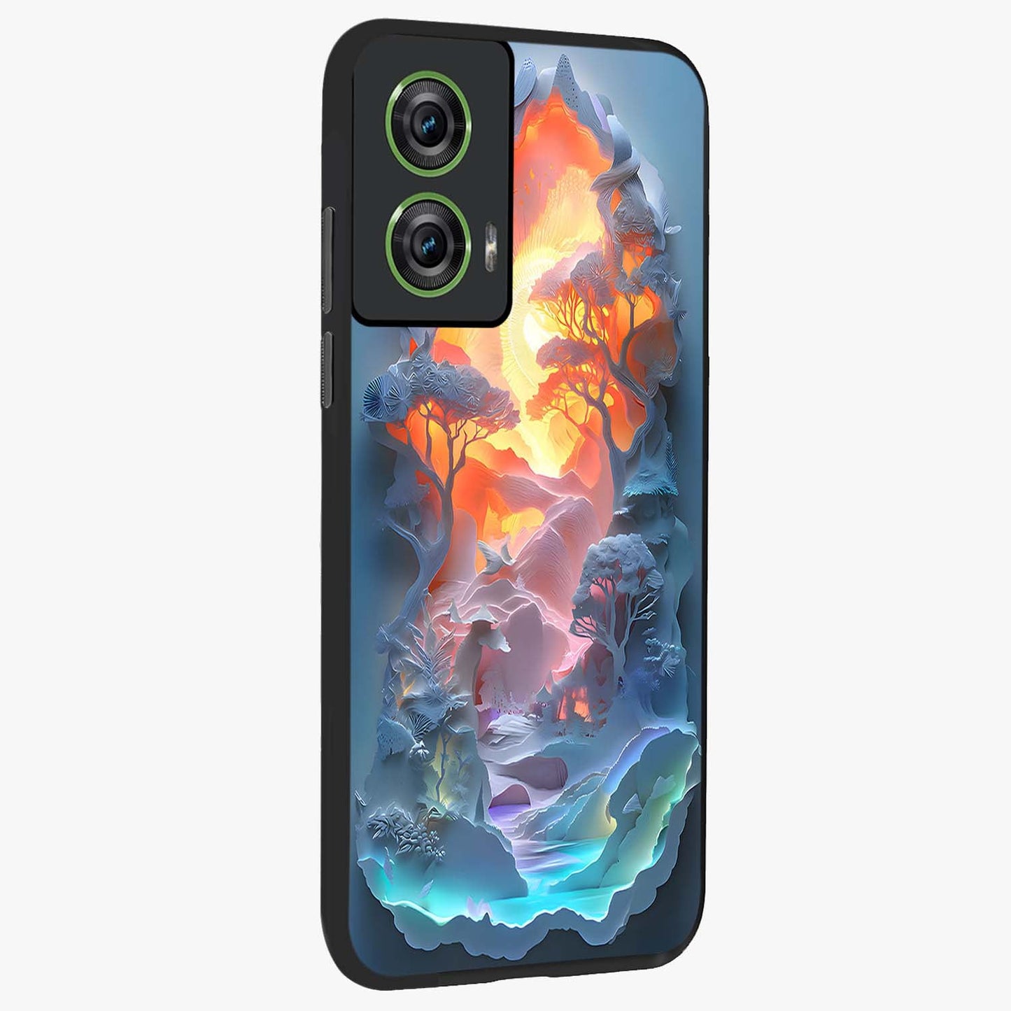 Glow Forest Portal Glass Case upright view showcasing enchanted forest portal artwork with fantasy nature theme.