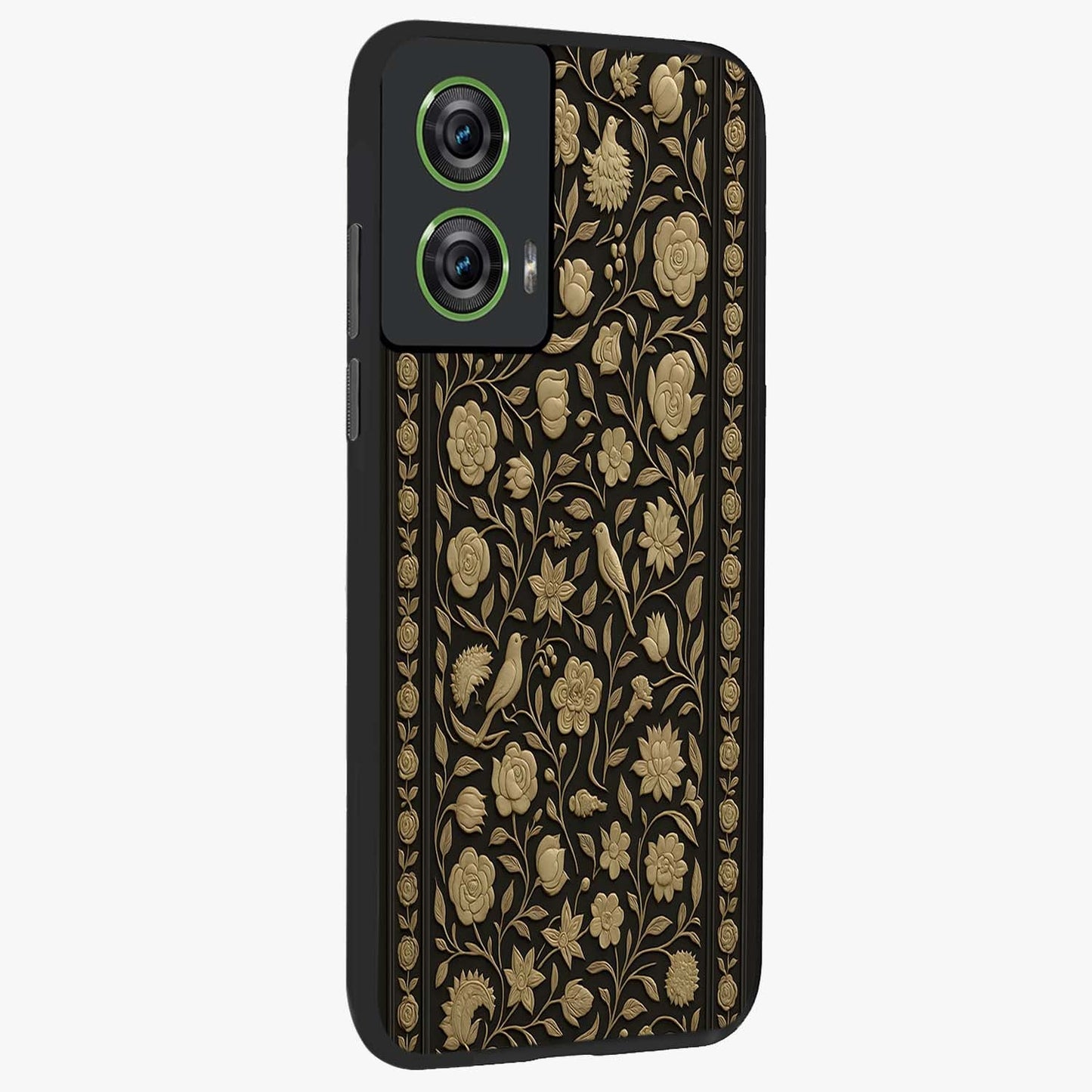 Golden Evil Eye Mandala Glass Case upright view showcasing decorative evil eye mandala artwork with spiritual aesthetic style.
