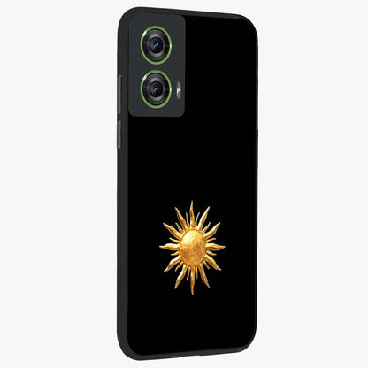 Golden Sun Minimalism Glass Case upright view showcasing haunting graveyard artwork with dramatic dark theme.