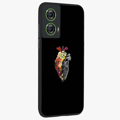 Heart With Flowers Glass Case upright view showcasing decorative heart and floral artwork with sweet romantic theme.