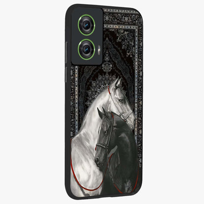 Majestic Ride Legacy Glass Case upright view showcasing dynamic ride inspired artwork with modern automotive theme.