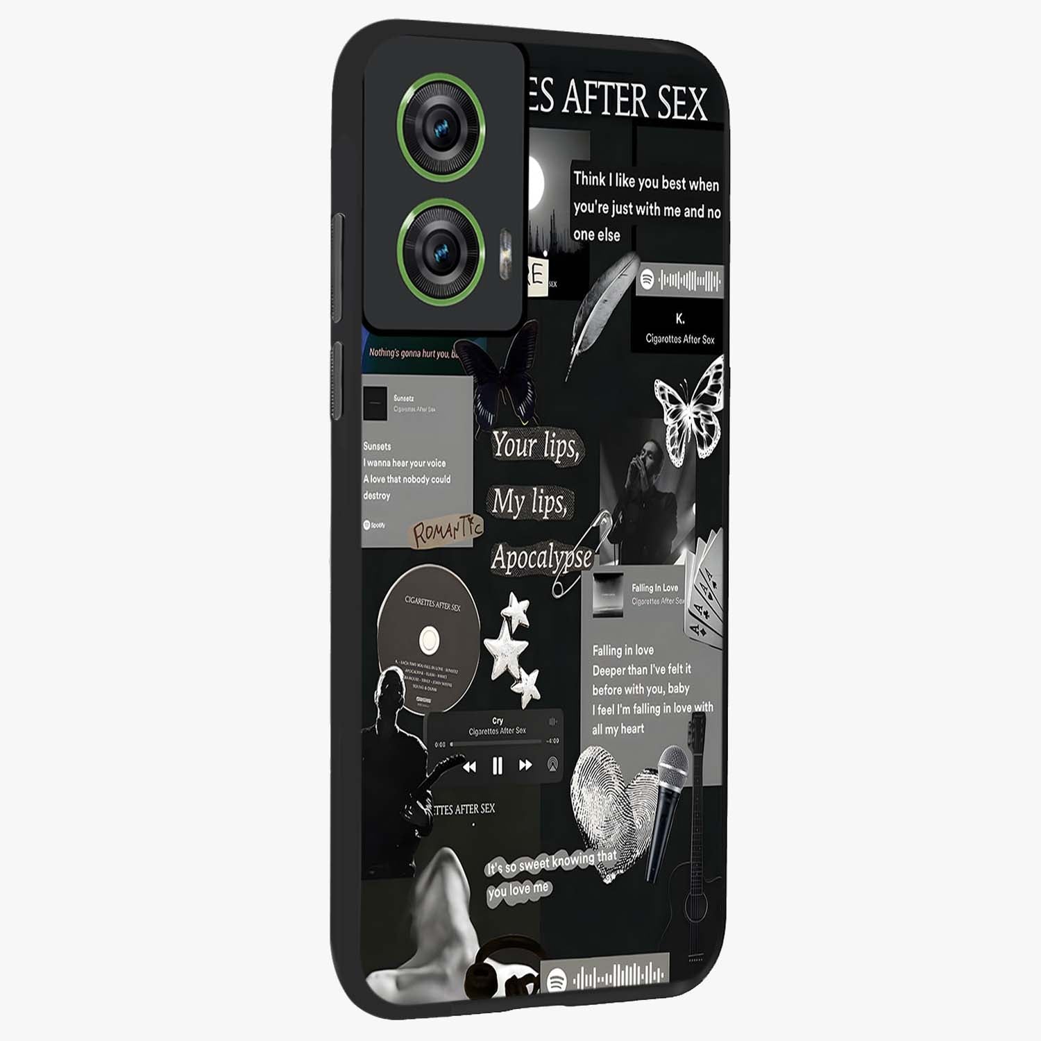 Midnight Love Echo Glass Case upright view showcasing expressive romantic artwork with dreamy midnight theme.