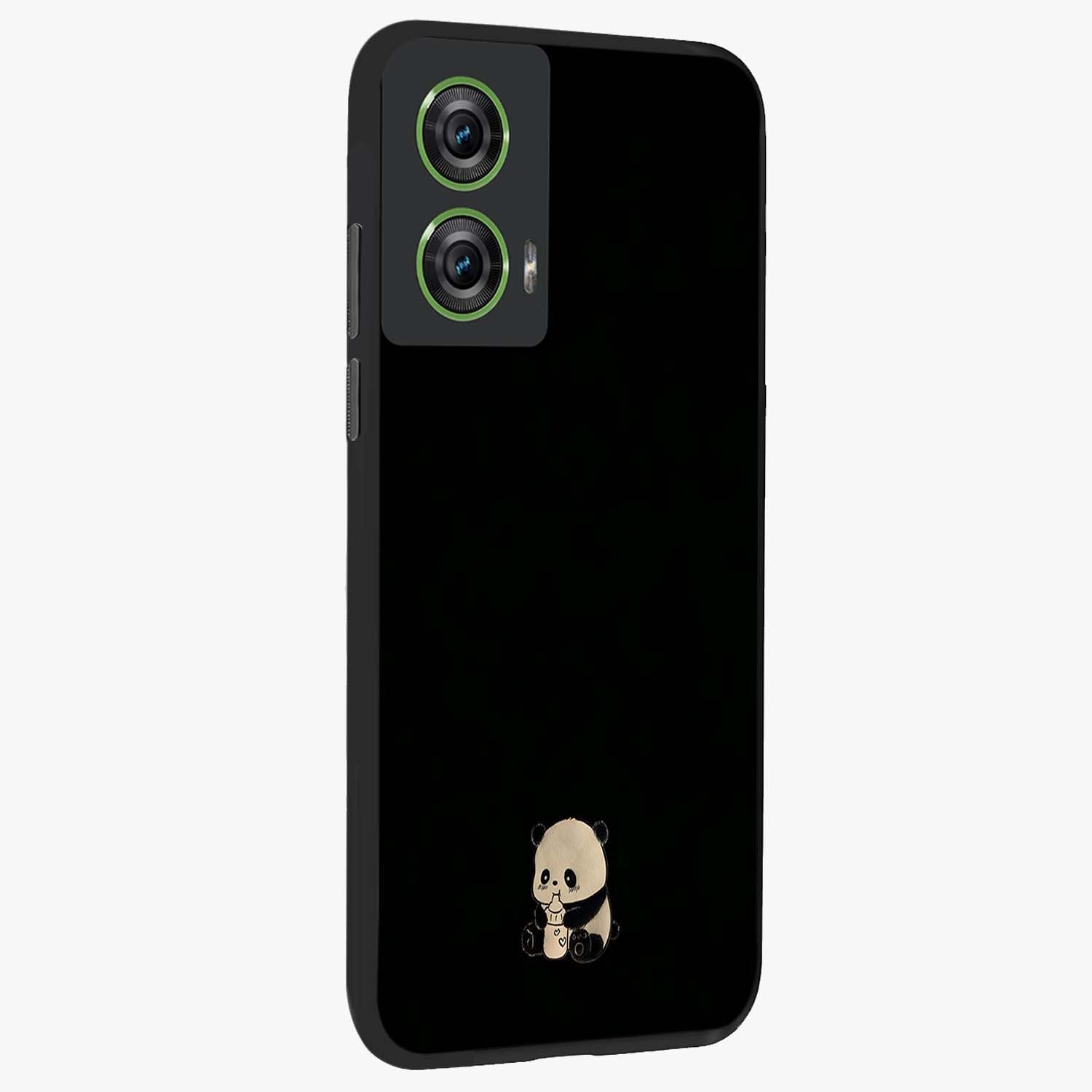 Midnight Panda Love Glass Case upright view showcasing charming panda artwork with playful romantic theme.
