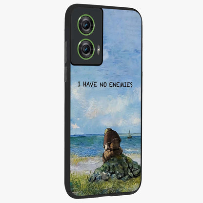 Peace Beyond War Glass Case upright view showcasing powerful peace symbol artwork with inspirational theme.