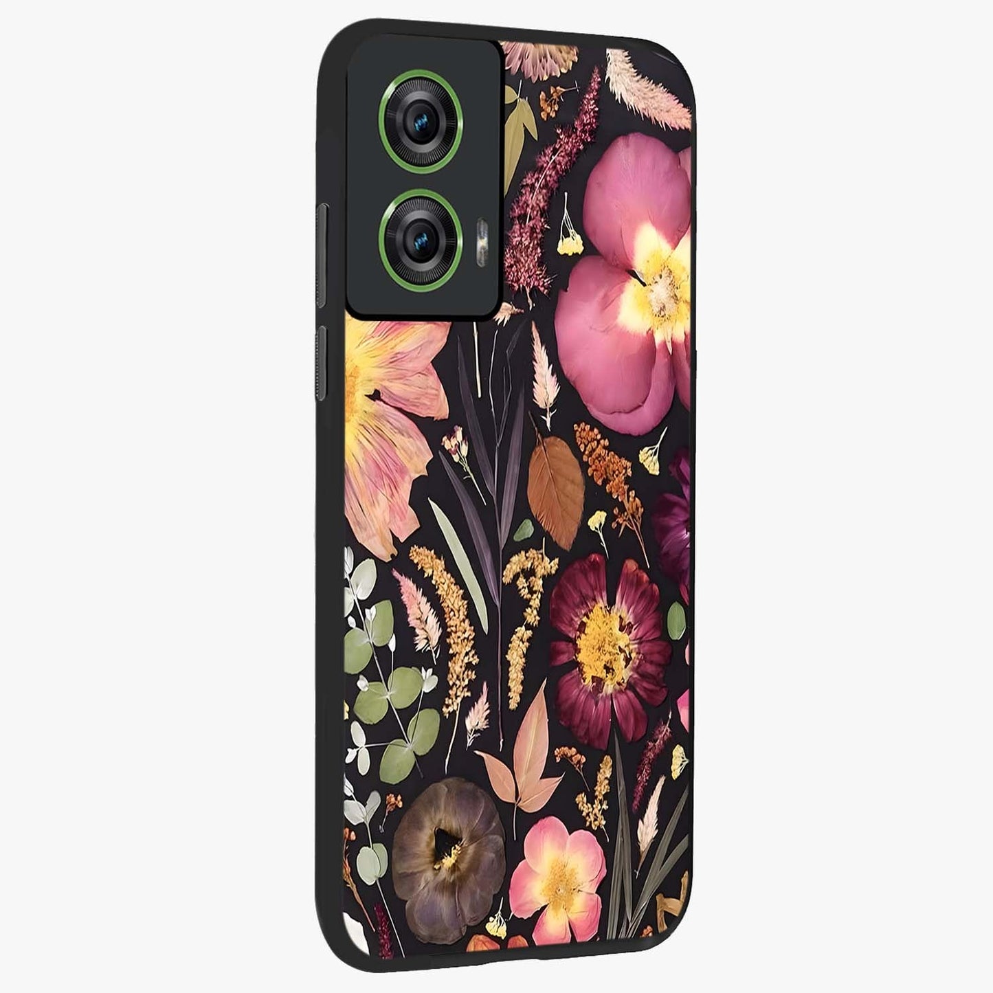 Petal Dream Tapestry Glass Case upright view showcasing detailed floral tapestry artwork with artistic nature theme.