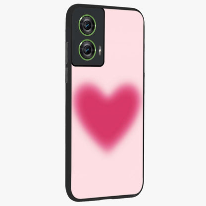 Pink Aura Heart Glass Case upright view showcasing romantic heart artwork with soft pastel theme.