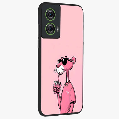 Pink Panther Glass Case upright view showcasing fun animated artwork with stylish retro cartoon theme.